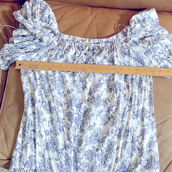 Cynthia Rowley Etoile Micro Floral White and Blue Tiered Summer Mini Dress 👗 - Picture 8 of 9